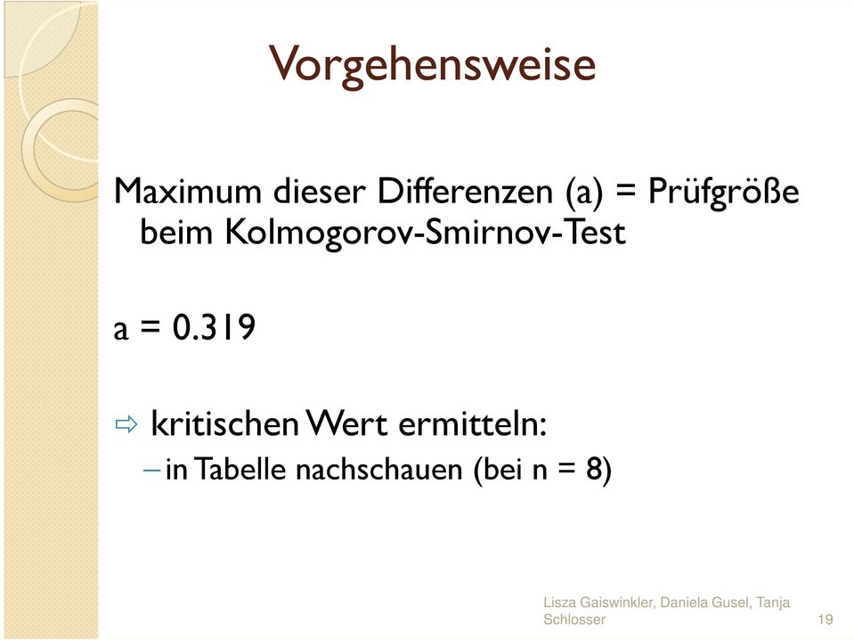 Kolmogorov-Smirnov-Test a = 0.