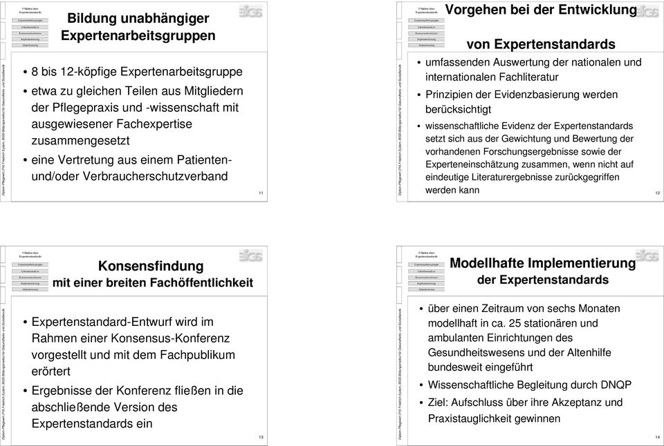 Fachliteratur Prinzipien der Evidenzbasierung werden berücksichtigt wissenschaftliche Evidenz der Expertenstandards setzt sich aus der Gewichtung und Bewertung der vorhandenen Forschungsergebnisse