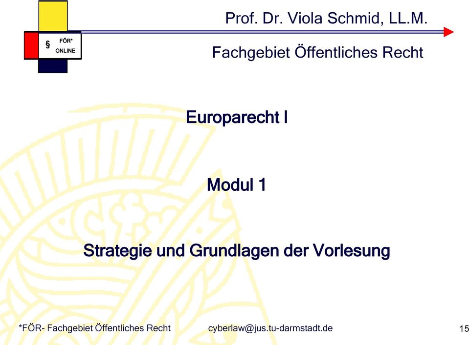 Modul 1 Strategie und Grundlagen der Vorlesung