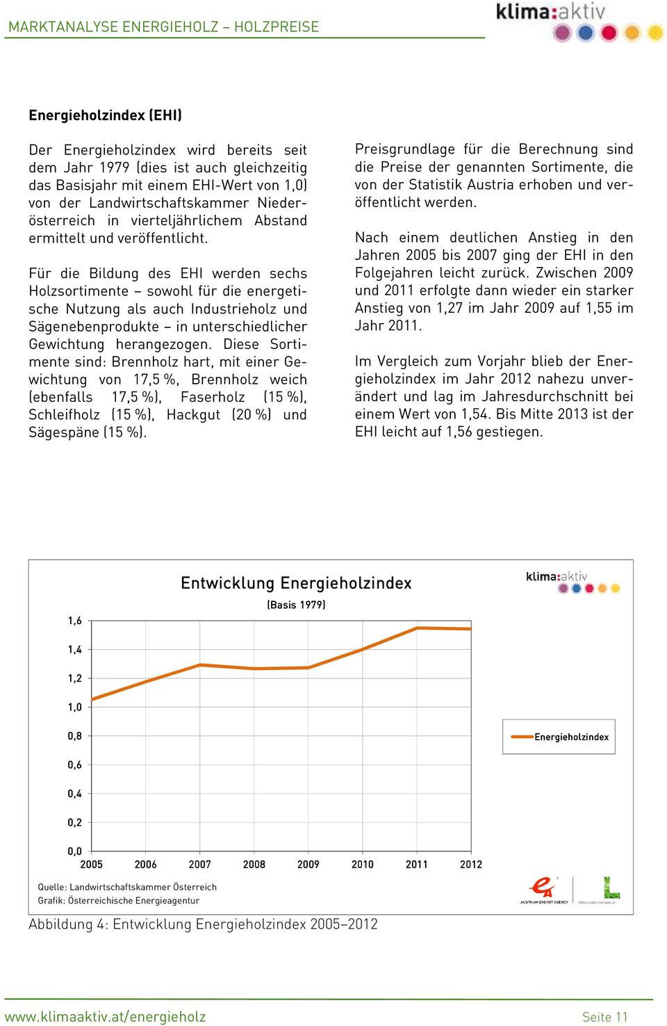 Für die Bildung des EHI werden sechs Holzsortimente sowohl für die energetische Nutzung als auch Industrieholz und Sägenebenprodukte in unterschiedlicher Gewichtung herangezogen.