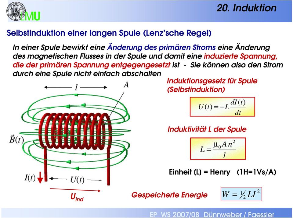 entgegengesetzt ist - Sie können also den Strom durch eine Spule nicht einfach abschalten Induktionsgesetz für