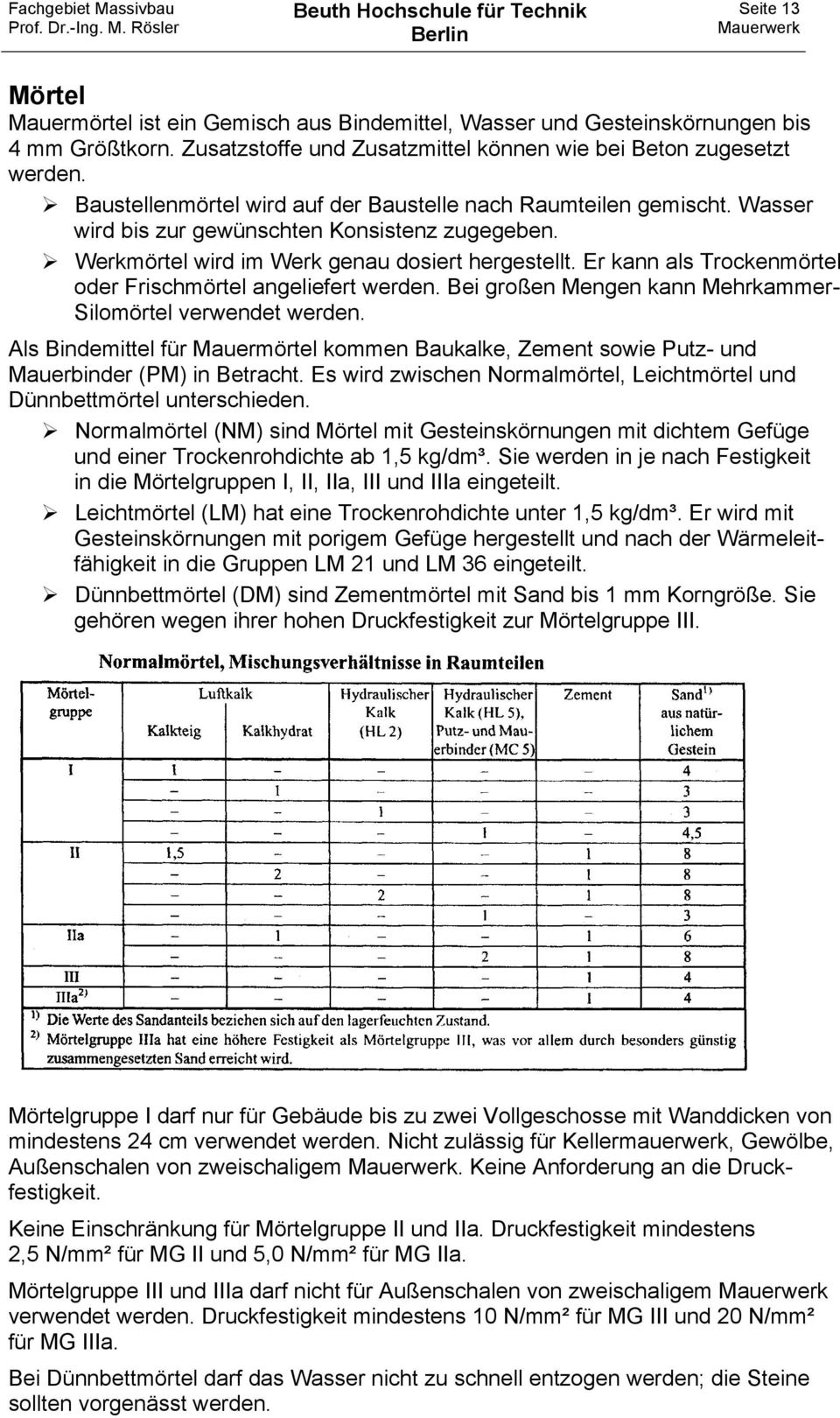 Er ann als Trocenmörtel oder Frischmörtel angeliefert werden. Bei großen Mengen ann Mehrammer- Silomörtel verwendet werden.