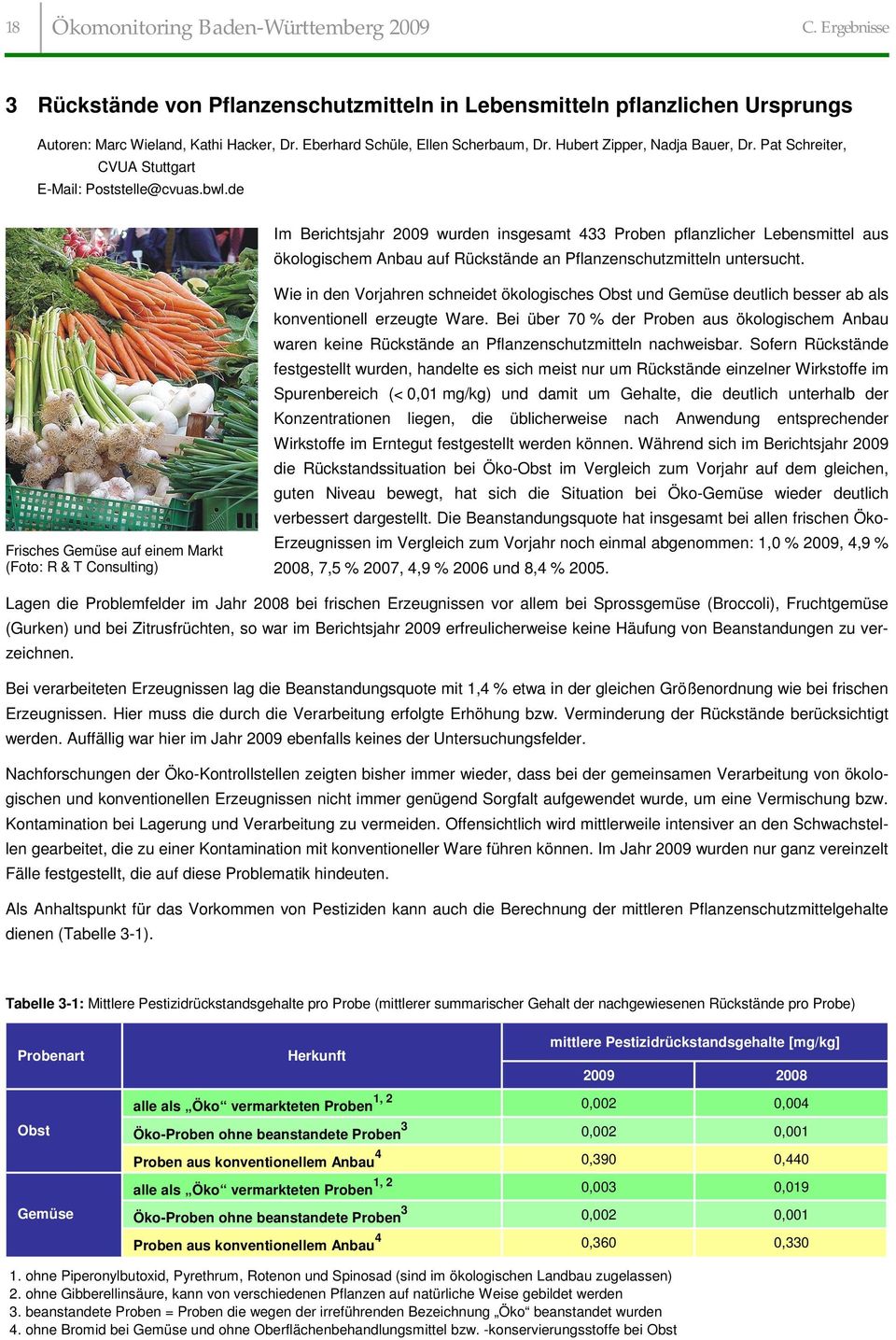 de Im Berichtsjahr 2009 wurden insgesamt 433 pflanzlicher Lebensmittel aus ökologischem Anbau auf Rückstände an Pflanzenschutzmitteln untersucht.