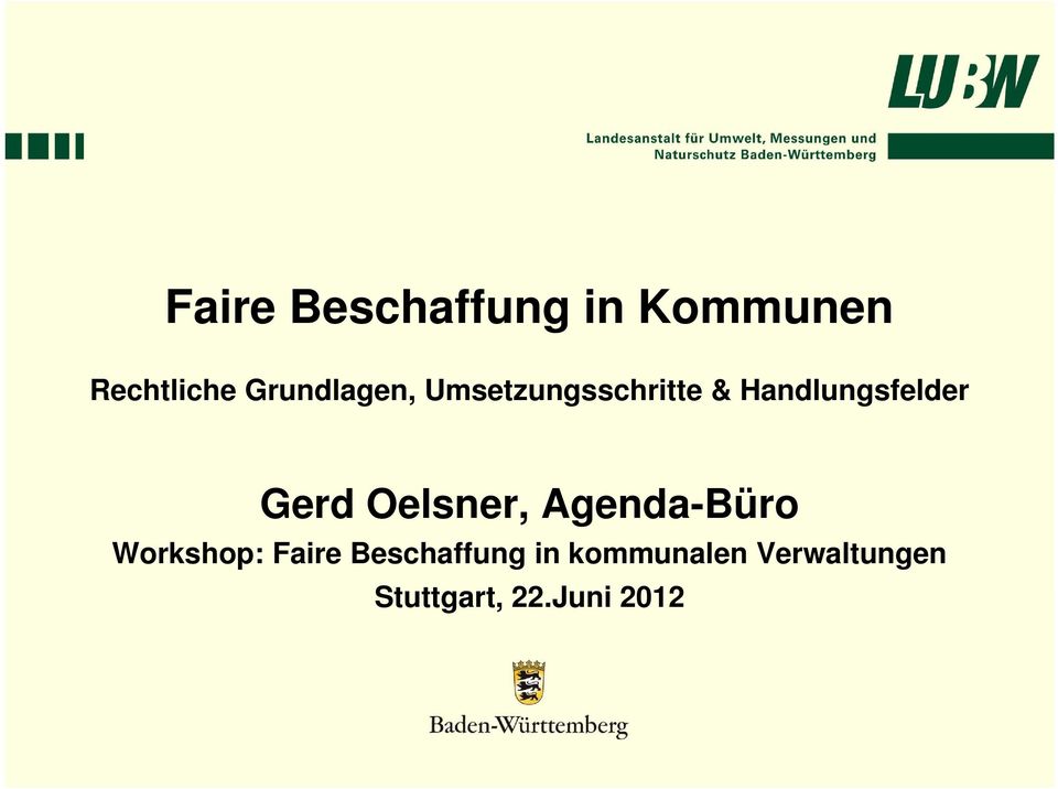 Gerd Oelsner, Agenda-Büro Workshop: Faire