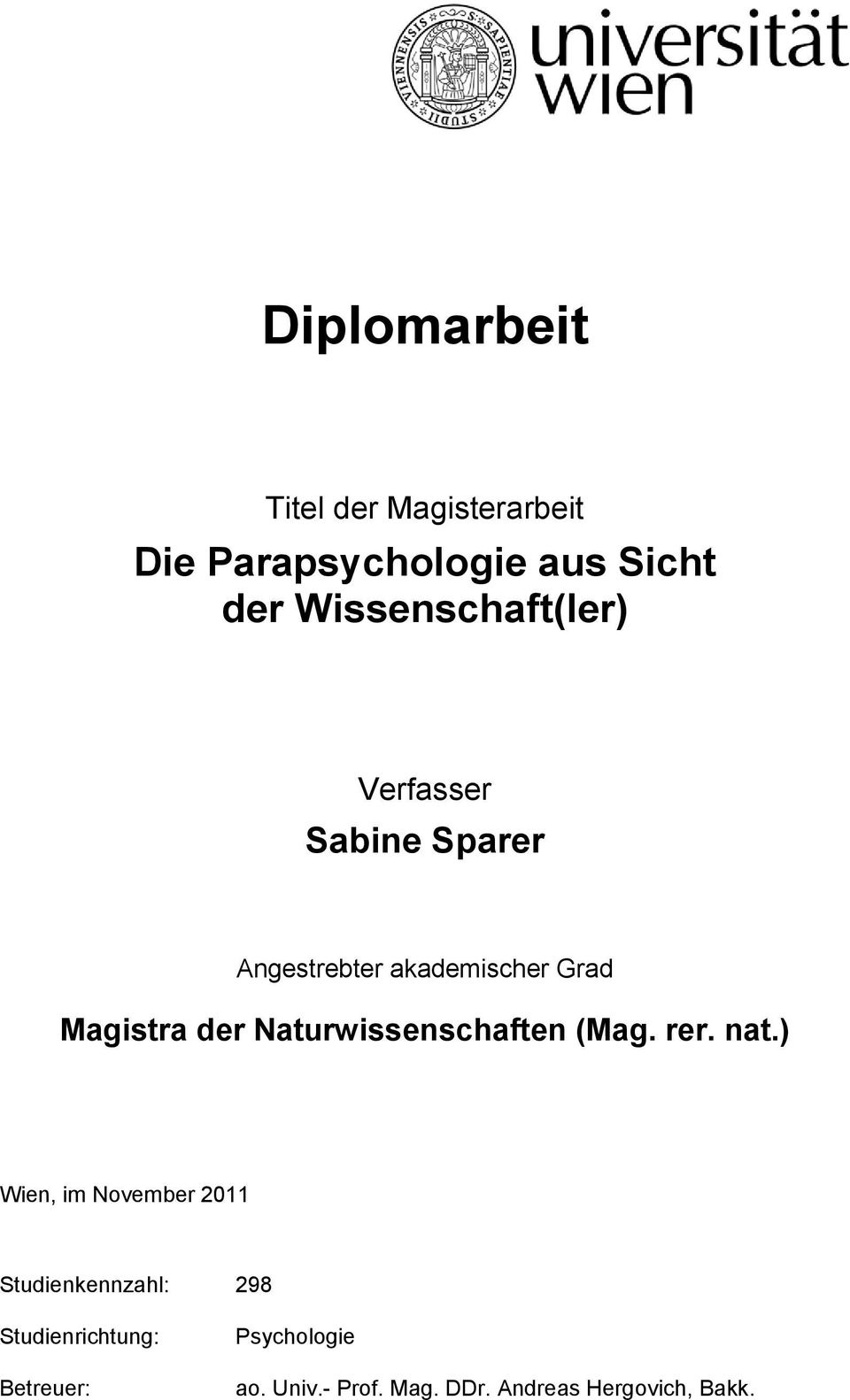 der Naturwissenschaften (Mag. rer. nat.