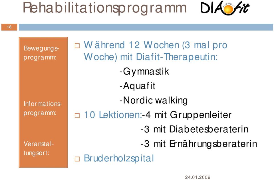 Diafit-Therapeutin: -Gymnastik -Aquafit -Nordic walking 10 Lektionen:-4