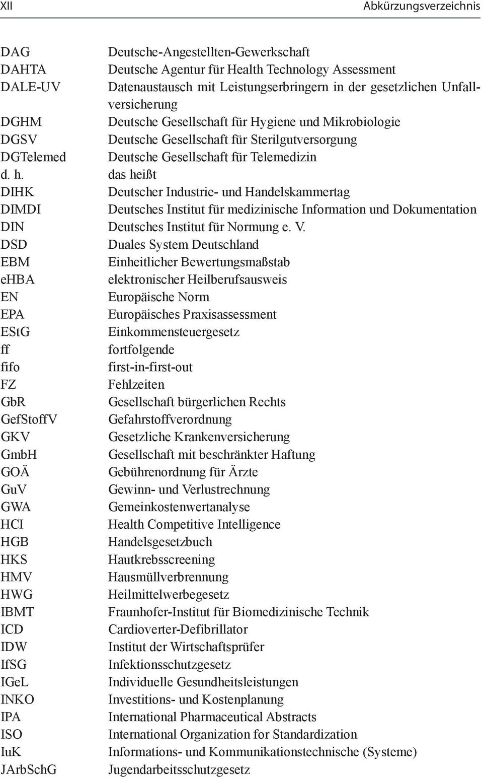 das heißt DIHK Deutscher Industrie- und Handelskammertag DIMDI Deutsches Institut für medizinische Information und Dokumentation DIN Deutsches Institut für Normung e. V.