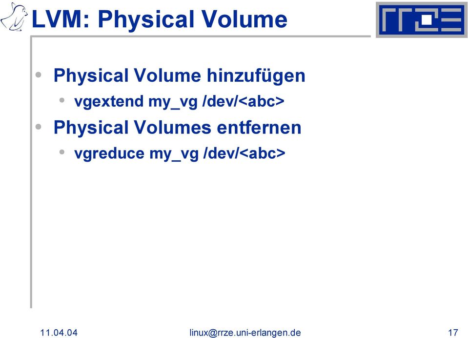 Physical Volumes entfernen vgreduce my_vg