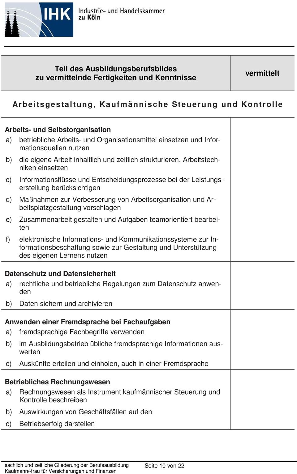 berücksichtigen d) Maßnahmen zur Verbesserung von Arbeitsorganisation und Arbeitsplatzgestaltung vorschlagen e) Zusammenarbeit gestalten und Aufgaben teamorientiert bearbeiten f) elektronische