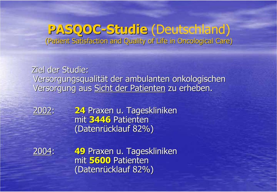 Versorgung aus Sicht der Patienten zu erheben. 2002: 24 Praxen u.