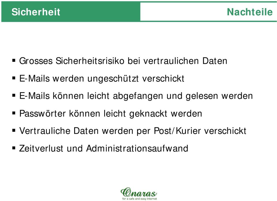 und gelesen werden Passwörter können leicht geknackt werden Vertrauliche