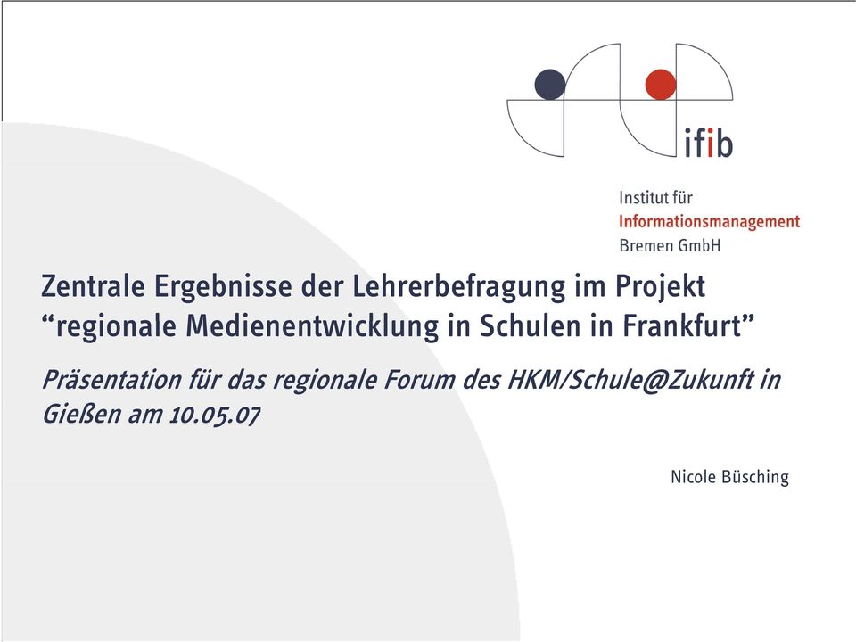 Frankfurt Präsentation für das regionale Forum