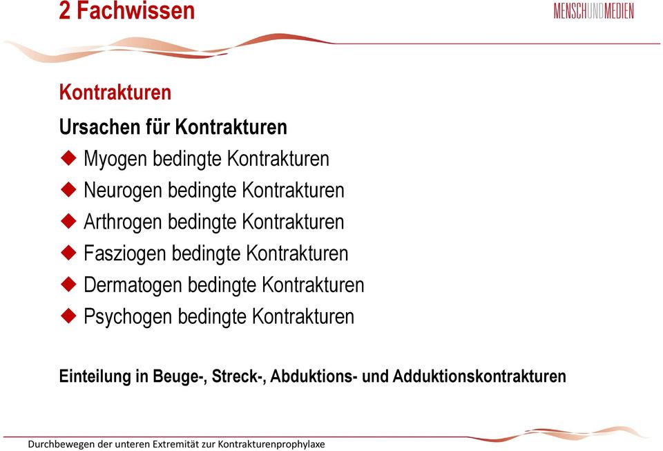 Fasziogen bedingte Kontrakturen Dermatogen bedingte Kontrakturen Psychogen