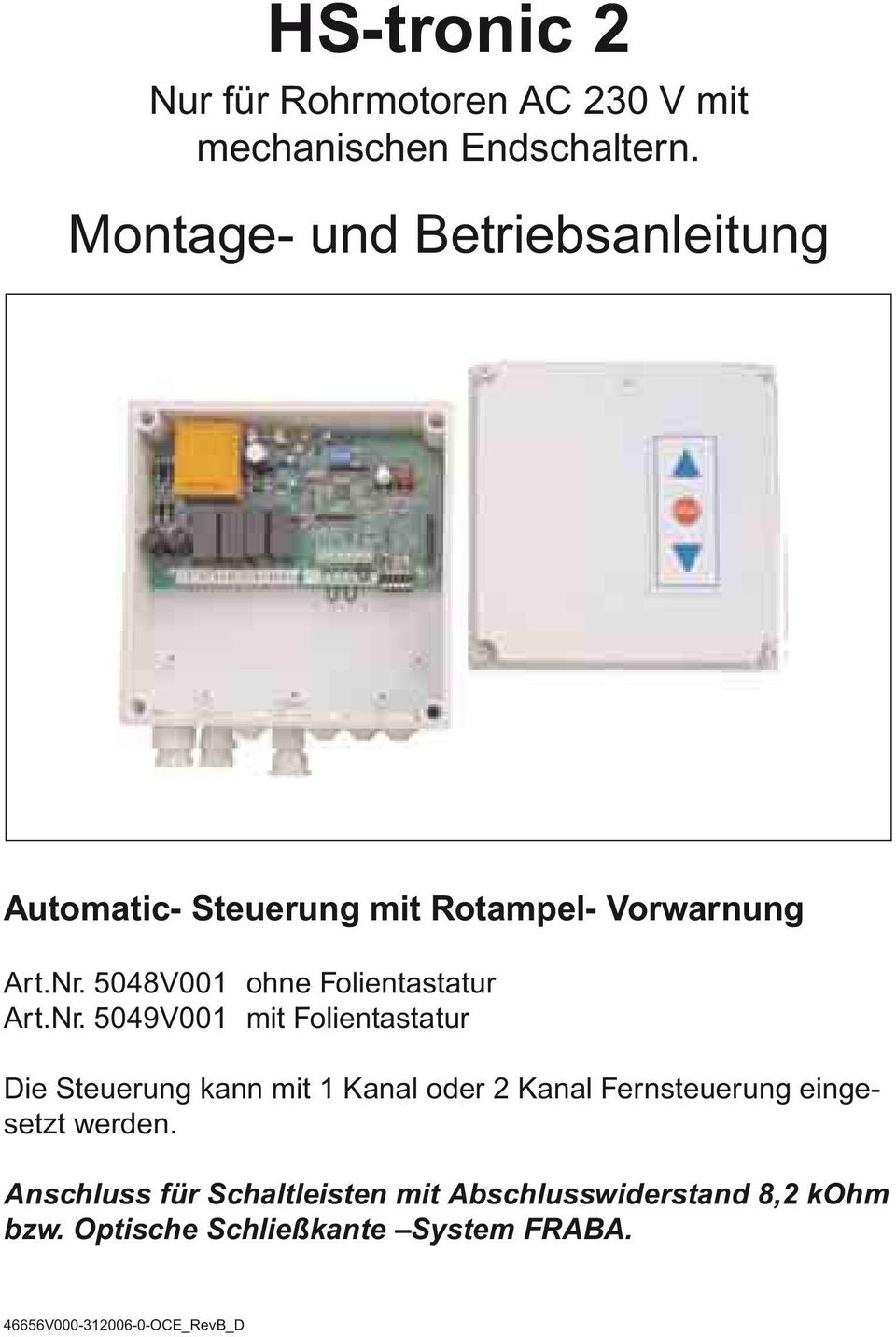 5048V001 ohne Folientastatur Art.Nr.