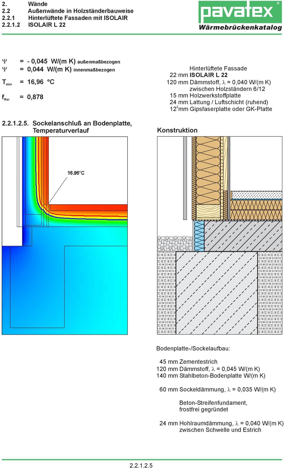 Bodenplatte-/Sockelaufbau: 4 mm Zementestrich 120 mm Dämmstoff, l = 0,04 W/(m K) 140 mm Stahlbeton-Bodenplatte W/(m K) 60 mm Sockeldämmung,