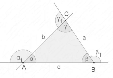 Bezeichnungen: A, B, C Eckpunkte a, b, c Seiten α, β, γ Innenwinkel α, β, γ Außenwinkel Eine Figur heißt verschiebungssymmetrisch, wenn es eine Verschiebung gibt, bei der die Figur auf sich selbst
