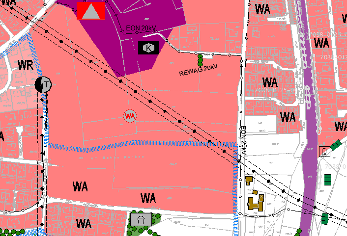 Beurteilungsfläche: Allgemeines Wohngebiet südlich Sinzing, westlich Bahnanlagen Abstand mind. ca.
