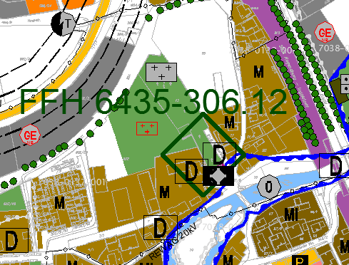 Beurteilungsfläche: Friedhoferweiterung, südlich A3 - östlich Bahnanlagen Abstand min. ca.