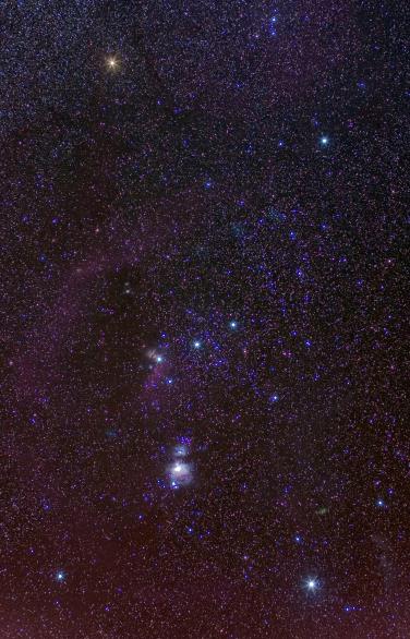 Betrachten wir nun genauer die Sterne des Wintersternbilds Orion (Abb. 8b). Wir können sofort feststellen, dass nicht alle Sterne gelb wie die Sonne sind.