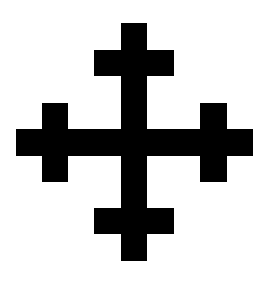 ein Kreuz bestehend aus 5 Pixeln. Ohne Vergrösserung soll dieses Kreuz nur 3 Pixel breit und 3 Pixel hoch sein.