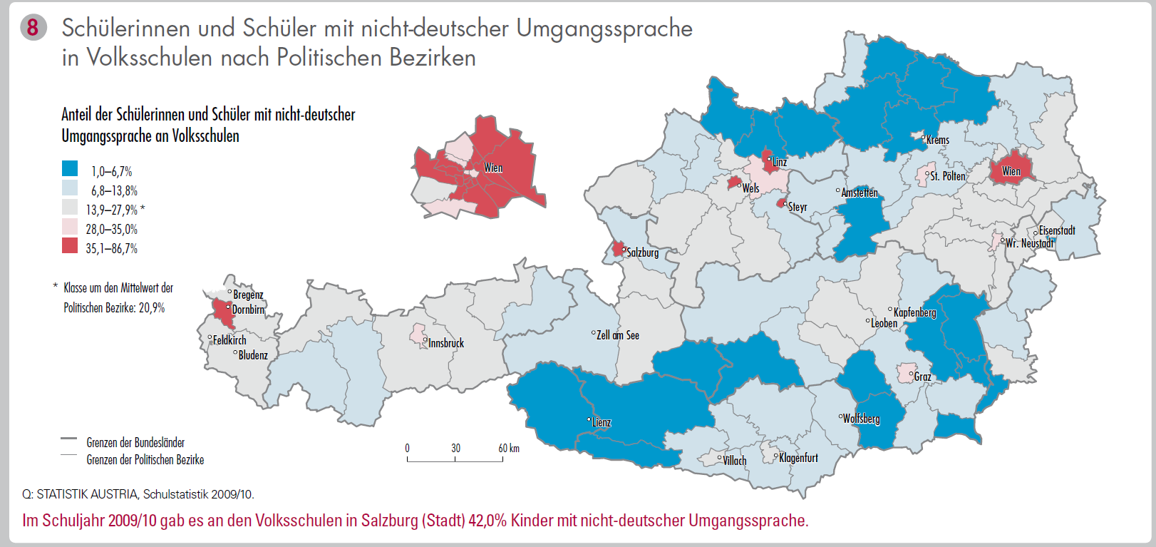 1-7% 35-87% SCHULE VS nicht deutsch 3-6% 24-47% BEV Ausld.
