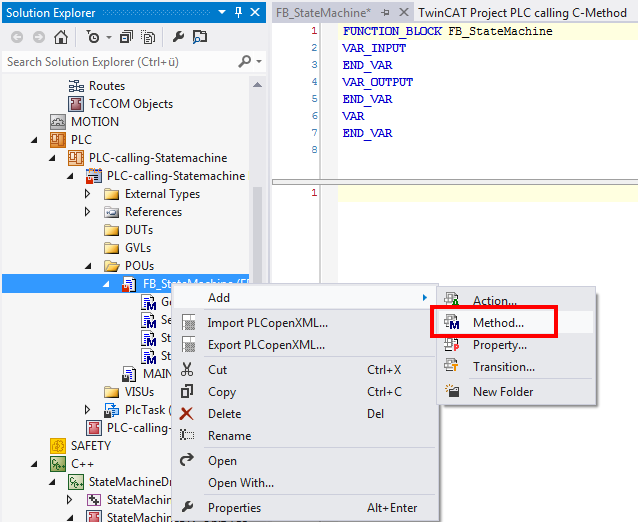 C++-Beispiele Schritt 5: FB-Methoden FB_init (Konstruktor) und FB_exit (Destruktor) hinzufügen