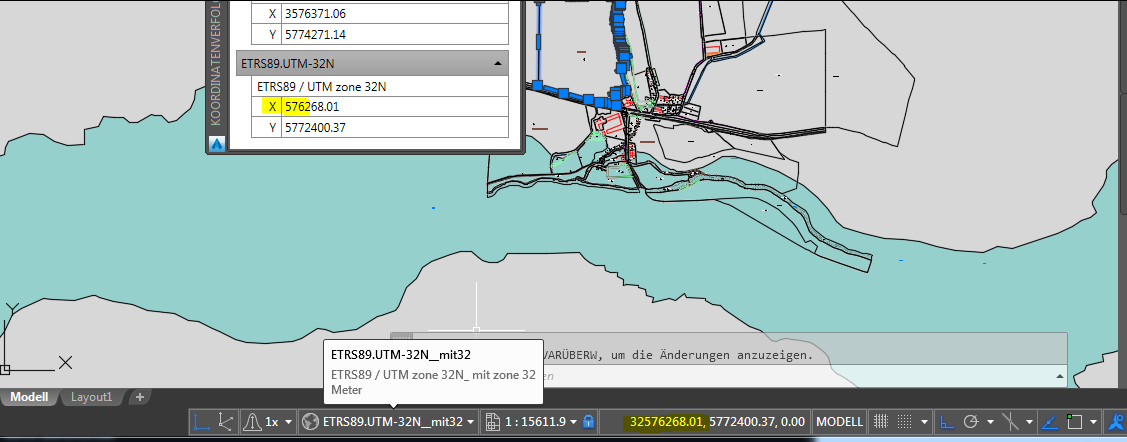 Georeferenzierte Daten liegen nicht deckungsgleich Alternativ: Erstellen eines Benutzerdefinierten Koordinatensystems welches die Verschiebung ausgleicht (bei großen Datenmengen) / Befehl: