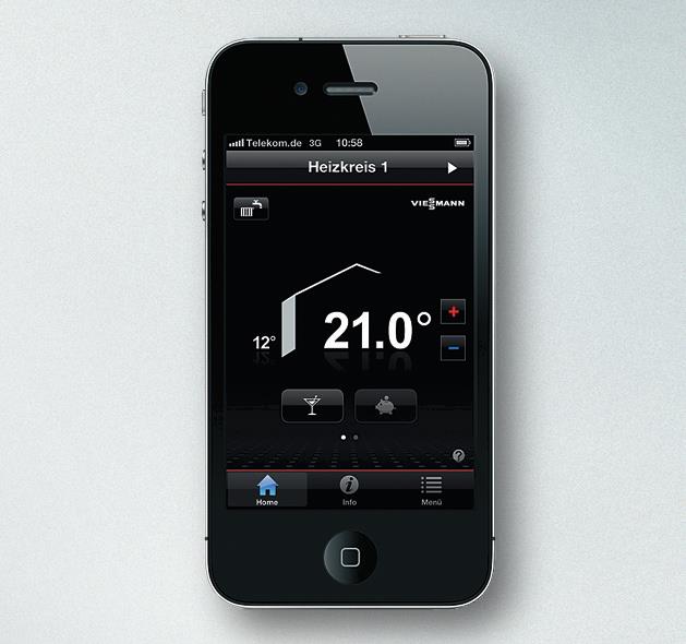 So bleibt das Energiesparen unter Kontrolle: mit der Fernbedienung für die Heizung Vitotrol App Zur Bedienung der Heizungsanlage ist die Vitotrol App für iphone, ipad und ipod touch erhältlich.