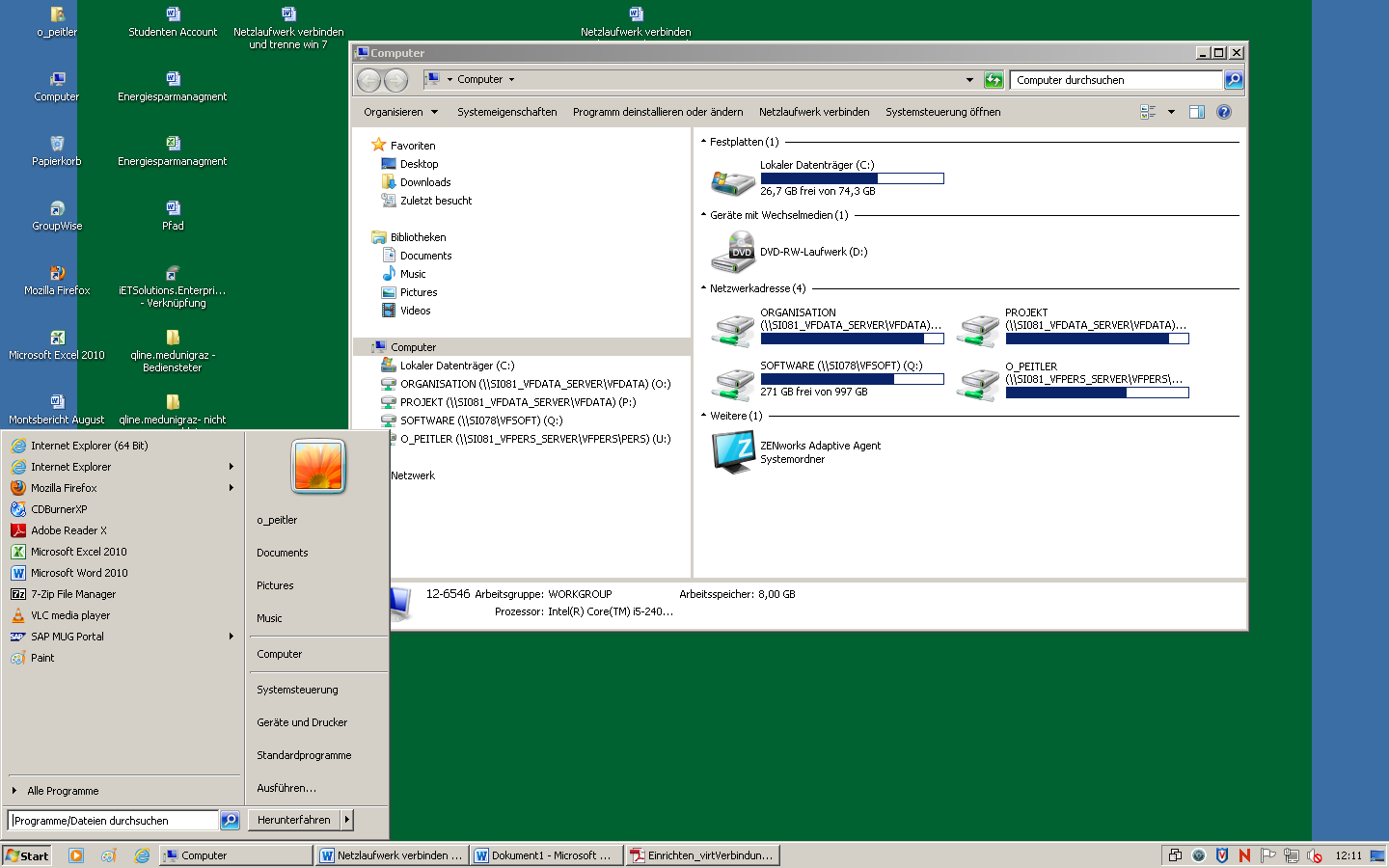 III. Netzlaufwerk mit CIFS (Windows 7) a.