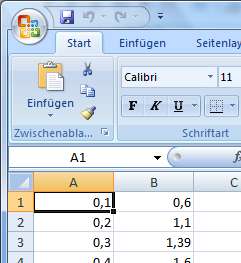 Starten Sie das Programm und lenken Sie die Ausgabe in eine Datei um; der Dateiname soll auf.csv enden.