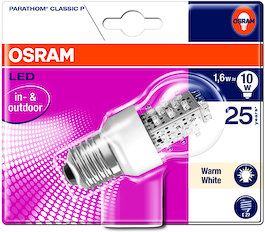 PARATHOM CL P WARMWHITE 1,6W LED-Lampe für Netzspannung in Sockel und warmer Lichtfarbe Klassische Tropfenform PARATHOM CL