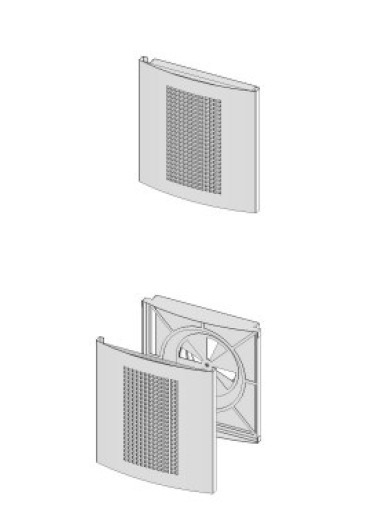 filter ALFDRX Design-Vorsatzfilter mit Rohranschluss Wandanbau (auch für Deckenmontage lieferbar) Reinigung im Geschirrspüler möglich Filterrahmen und Drosselelemente aus Edelstahl konvex gewölbte