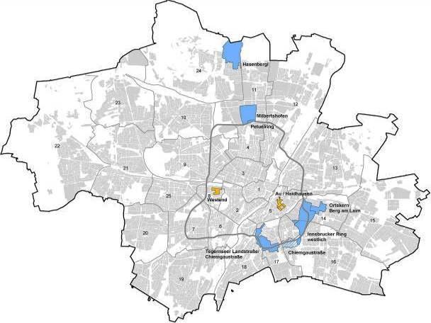 Beispiele: Stadtsanierung - Soziale Stadt und andere Programme Stadtsanierung in München