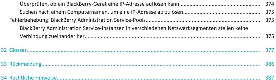 .. 375 Fehlerbehebung: BlackBerry Administration Service-Pools.