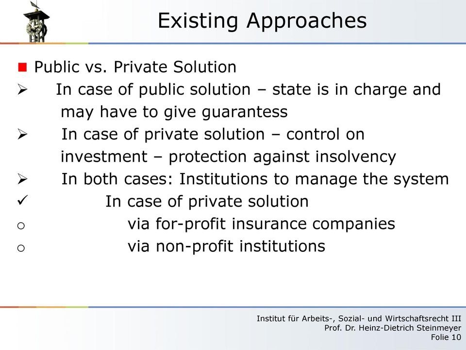 guarantess In case of private solution control on investment protection against