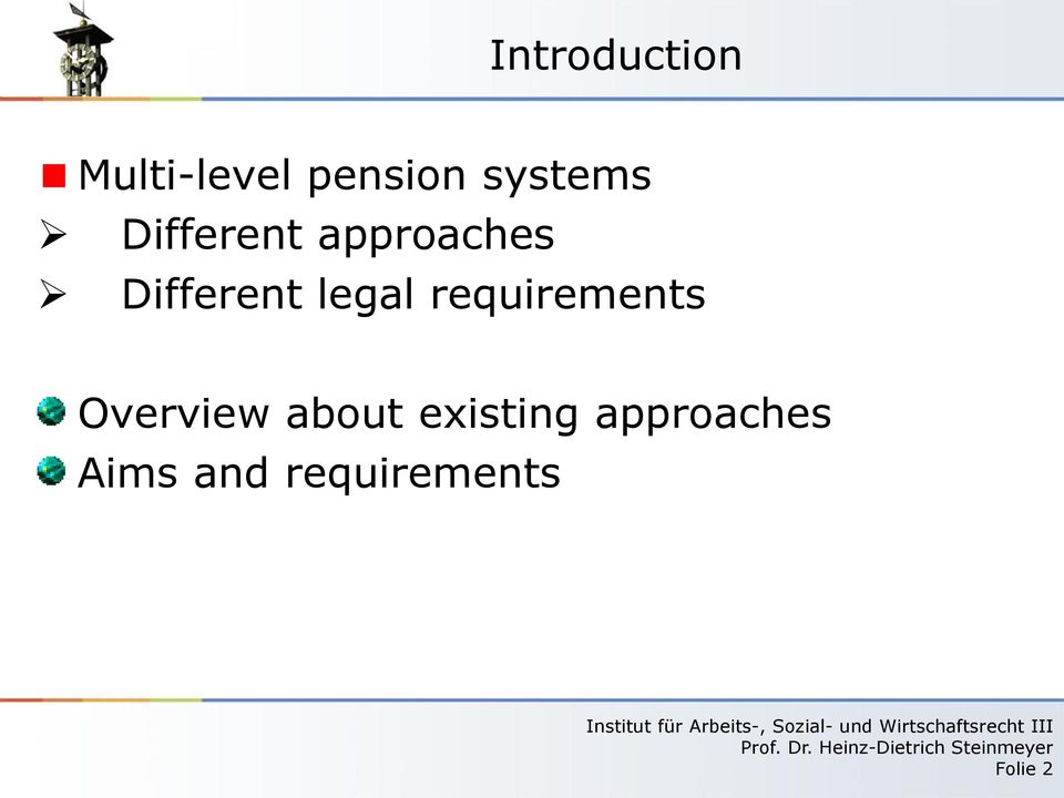 legal requirements Overview about