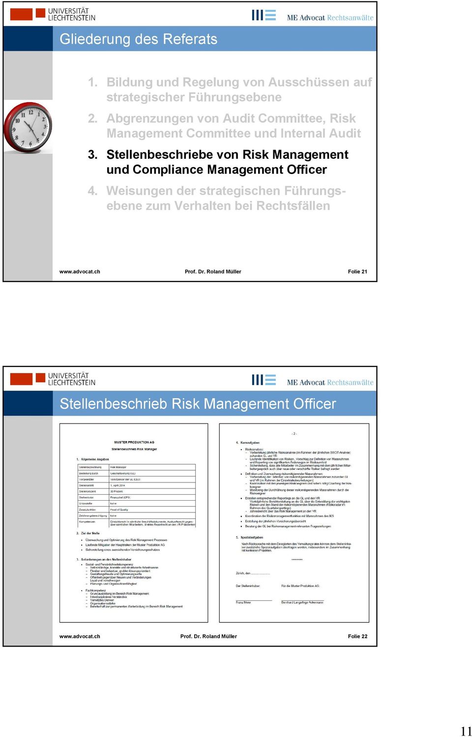 Stellenbeschriebe von Risk Management und Compliance Management Officer 4.