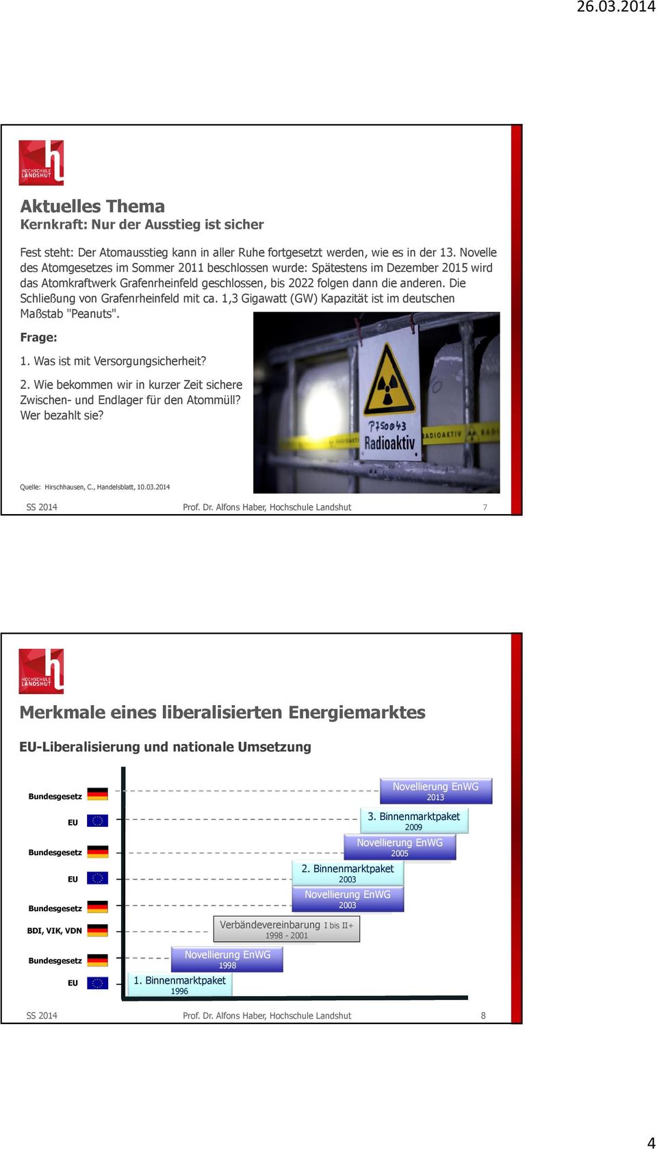 Die Schließung von Grafenrheinfeld mit ca. 1,3 Gigawatt (GW) Kapazität ist im deutschen Maßstab "Peanuts". Frage: 1. Was ist mit Versorgungsicherheit? 2.