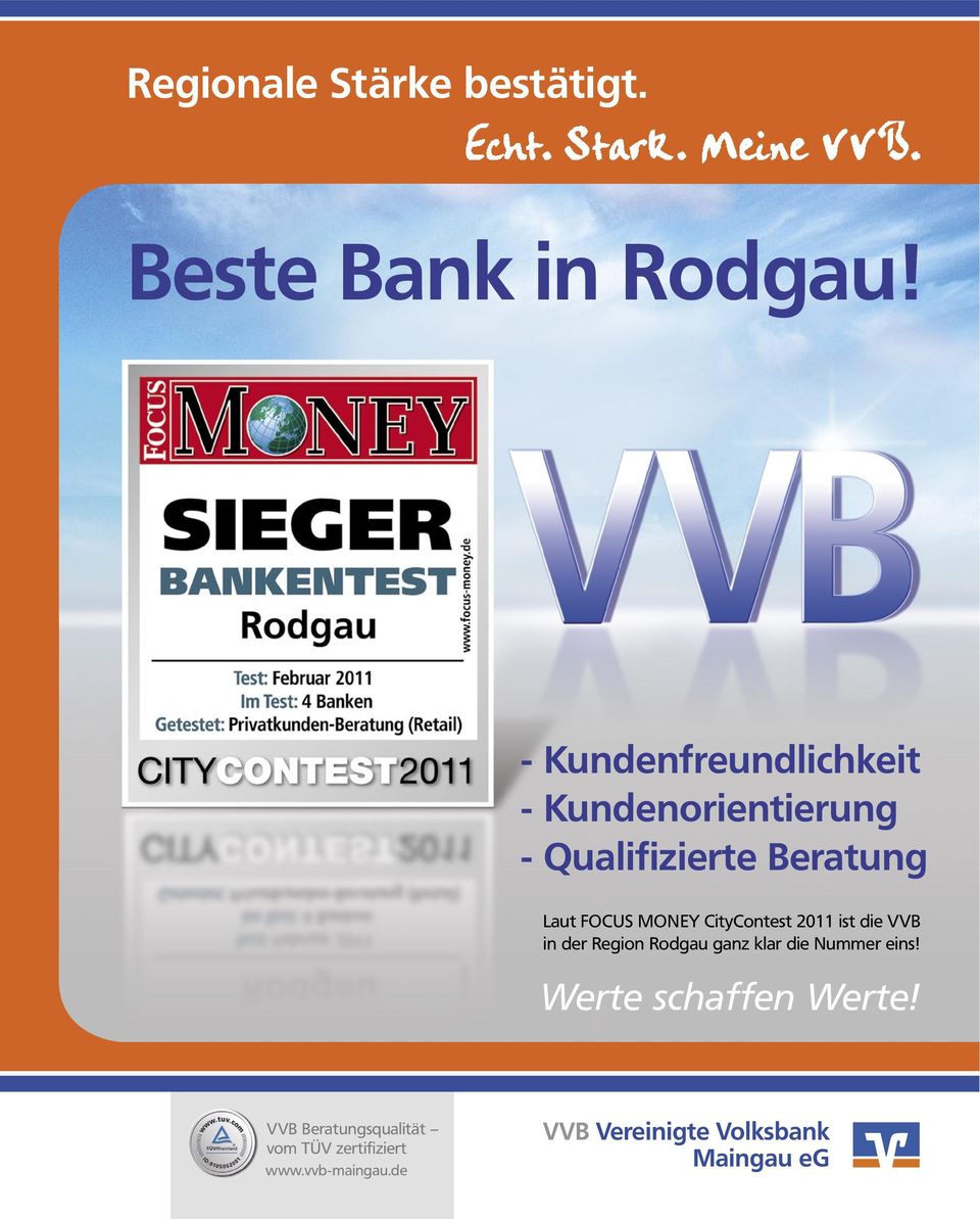 MONEY CityContest 2011 ist die VVB in der Region Rodgau ganz klar die Nummer eins!