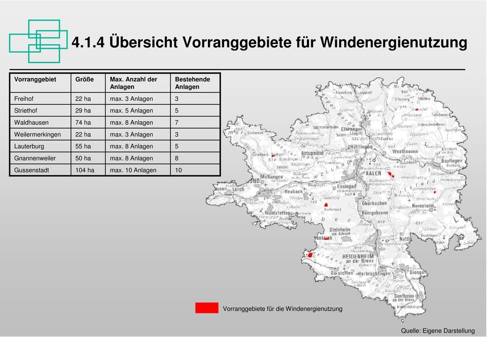 5 Anlagen 5 Waldhausen 74 ha max. 8 Anlagen 7 Weilermerkingen 22 ha max. 3 Anlagen 3 Lauterburg 55 ha max.