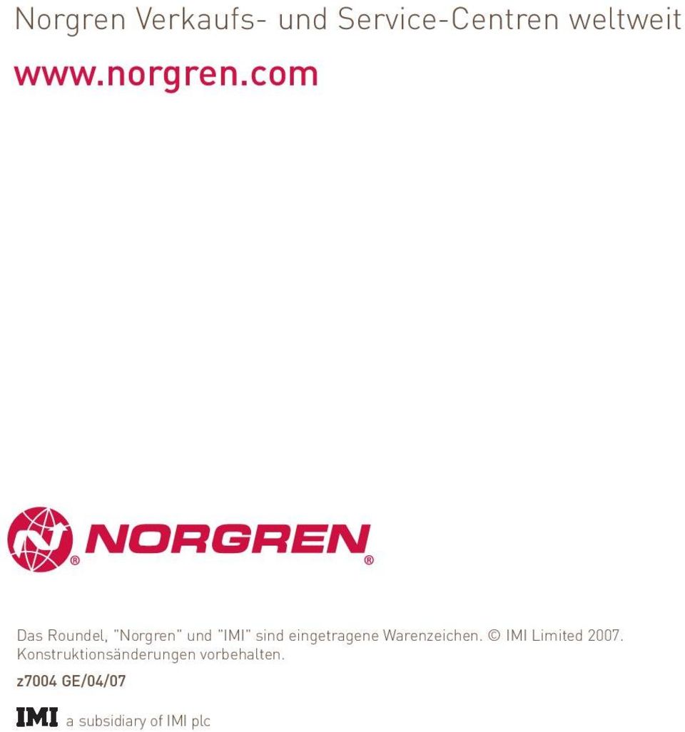 com Das Roundel, "Norgren" und "IMI" sind eingetragene