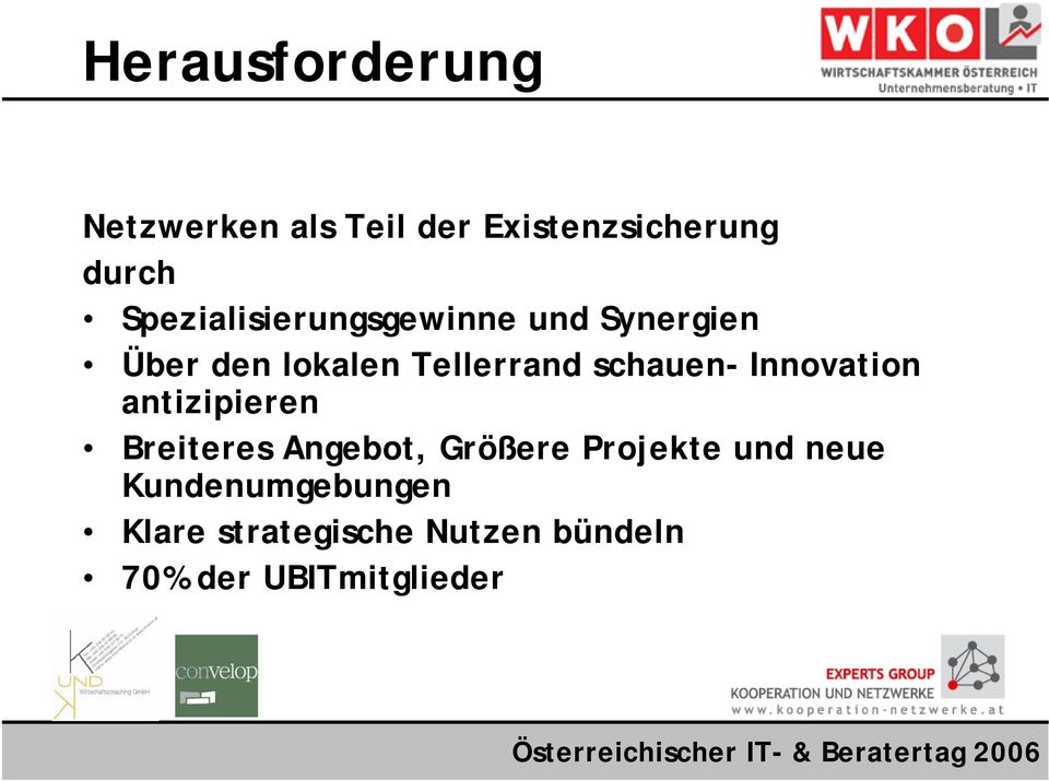 schauen- Innovation antizipieren Breiteres Angebot, Größere Projekte