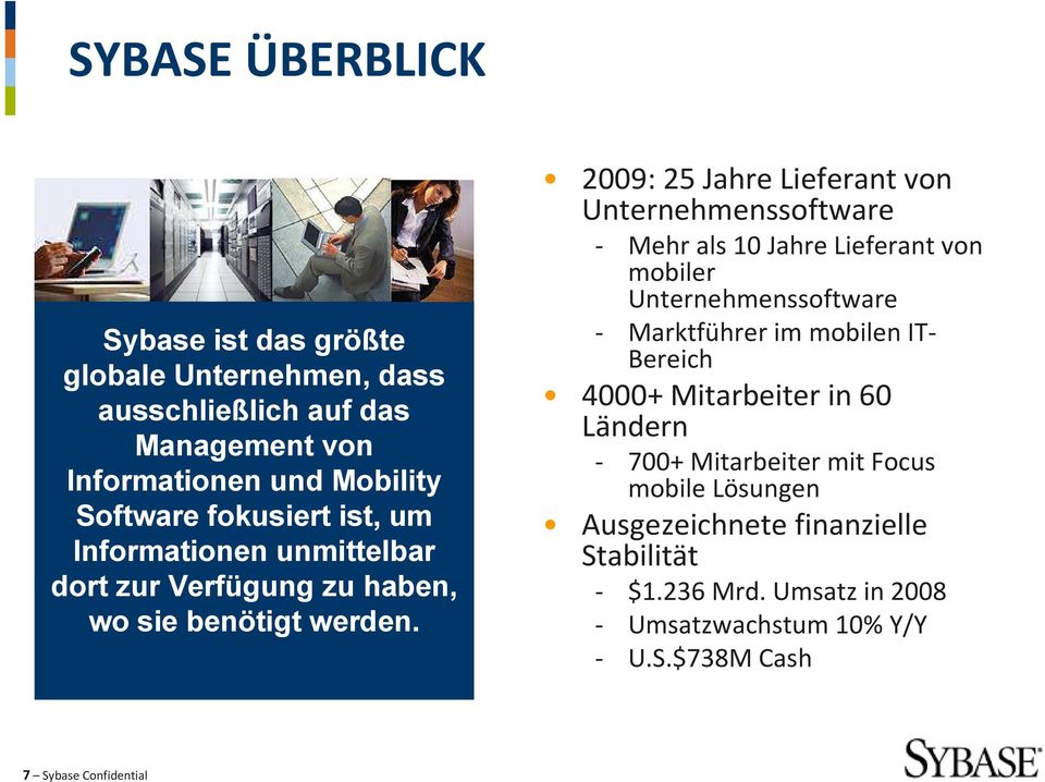 2009: 25 JahreLieferantvon Unternehmenssoftware - Mehrals10 JahreLieferantvon mobiler Unternehmenssoftware - Marktführer im mobilen IT- Bereich