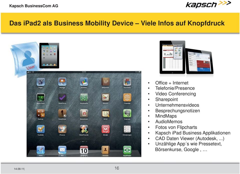 AudioMemos Fotos von Flipcharts Kapsch ipad Business Applikationen CAD Daten Viewer (Autodesk,.