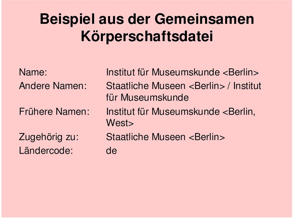<Berlin> Staatliche Museen <Berlin> / Institut für Museumskunde