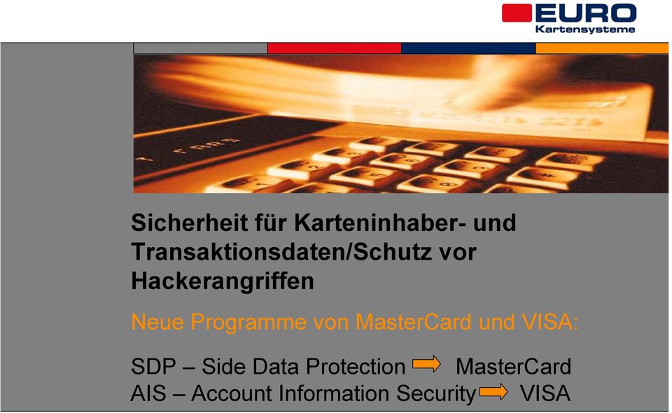 Neue Programme von MasterCard und VISA: SDP