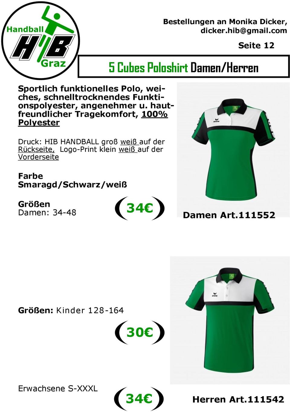 Logo-Print klein weiß auf der Vorderseite Farbe Smaragd/Schwarz/weiß Bestellungen an Monika Dicker,