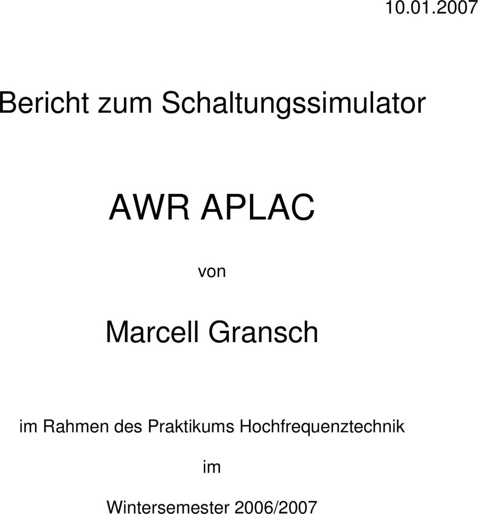 AWR APLAC von Marcell Gransch im