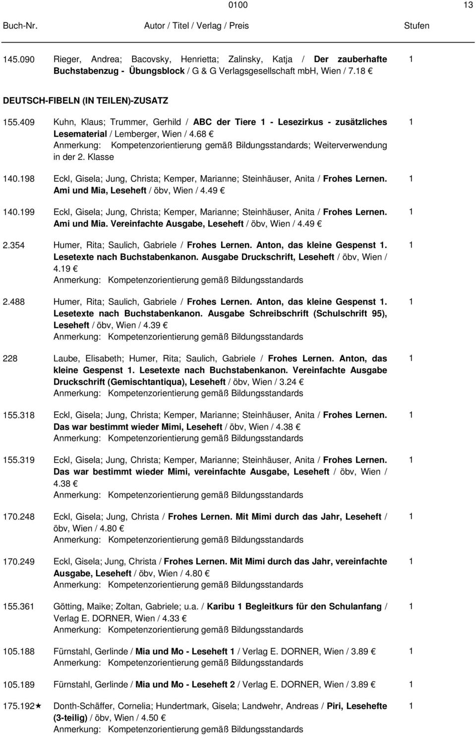 98 Eckl, Gisela; Jung, Christa; Kemper, Marianne; Steinhäuser, Anita / Frohes Lernen. Ami und Mia, Leseheft / öbv, Wien /.9 0.