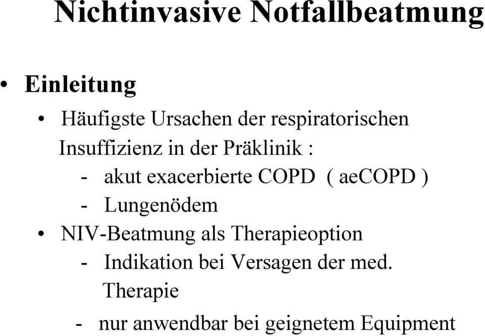 aecopd ) - Lungenödem NIV-Beatmung als Therapieoption -